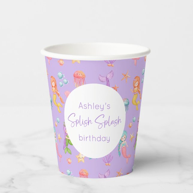 Gobelets En Papier Anniversaire de Mermaid (Recto)