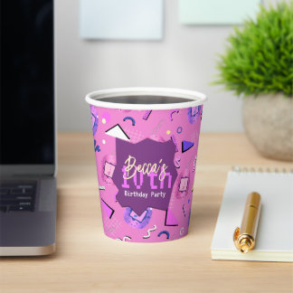 Gobelets En Papier Anniversaire de Retro Pink Tamagotchi