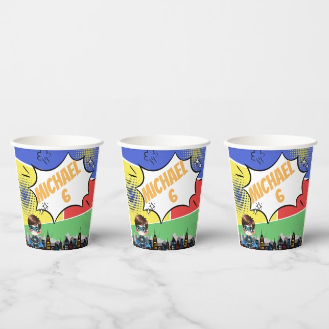 Gobelets En Papier Anniversaire de Superhero (Multi)