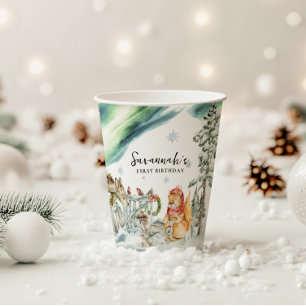 Gobelets En Papier Anniversaire des bois d'hiver enchantés