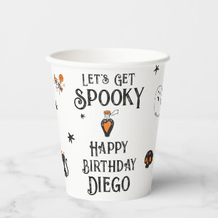 Gobelets En Papier Anniversaire d'Halloween "Soyons Éffrayants" Doodl