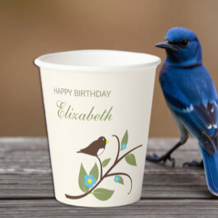 Gobelets En Papier Anniversaire d'oiseau