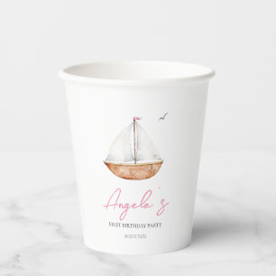 Gobelets En Papier Anniversaire du Charming Rustic Sailboat