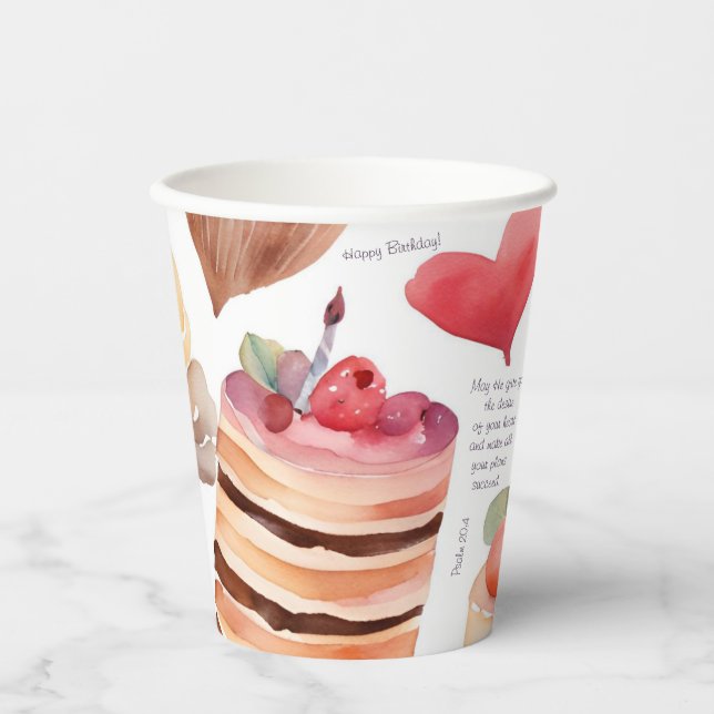 Gobelets En Papier Anniversaire du dessert | Couleur multiple (Recto)