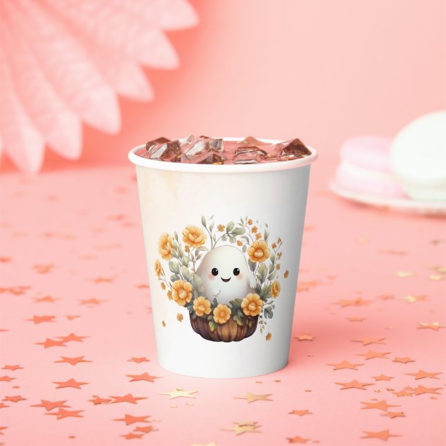 Gobelets En Papier Anniversaire du Fantôme mignon (Insitu)