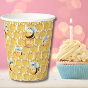 Gobelets En Papier Anniversaire du nid d'abeilles et de l'abeille