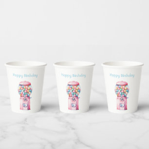Gobelets En Papier Anniversaire Fantaisiste Bubble Gum Rose