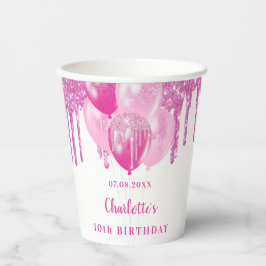 Gobelets En Papier Anniversaire fête fille rose parties scintillant n