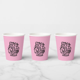 Gobelets En Papier Anniversaire Licorne Sauvage Rose Féminin