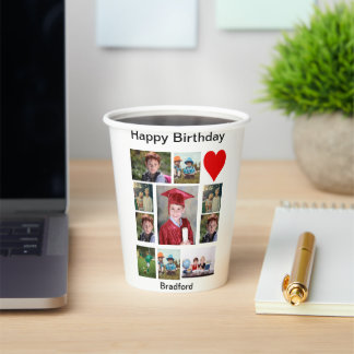 Gobelets En Papier Anniversaire moderne personnalisé 11 Photo Collage