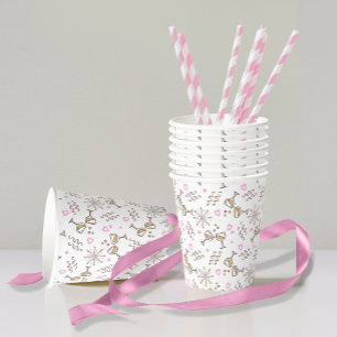 Gobelets En Papier Anniversaire Motif Pink/Gold ID723