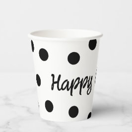 Gobelets En Papier Anniversaire personnalisé noir et blanc
