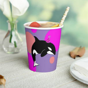 Gobelets En Papier Anniversaire Personnalisé Orca Killer Whale