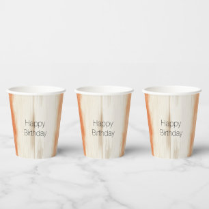 Gobelets En Papier Anniversaire Rayures Orange Pêche Crème