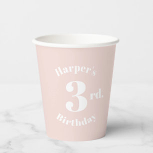 Gobelets En Papier Anniversaire rose pâle Nom et numéro personnalisés