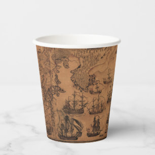 Gobelets En Papier Antique carte Pirate anniversaire fête
