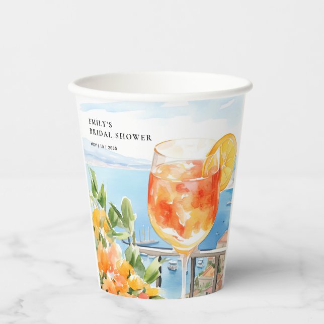 Gobelets En Papier Aperol Spritz Amalfi Shower de Mariée (Recto)