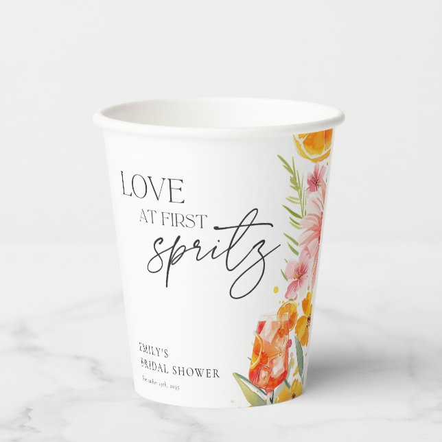Gobelets En Papier Aperol Spritz Fête des mariées aquarelle (Recto)
