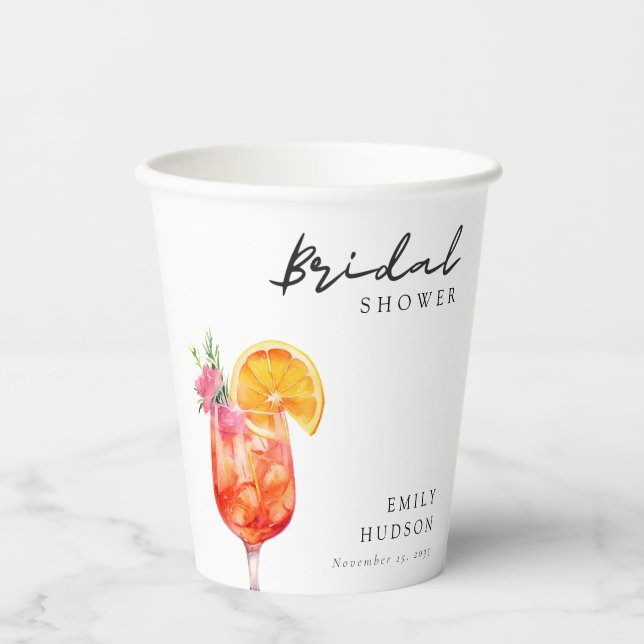 Gobelets En Papier Aperol Spritz Floral Bridal Shower (Recto)