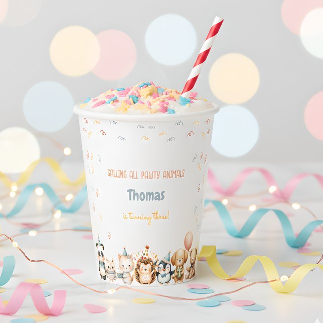 Gobelets En Papier Appel à toutes les fêtes d'anniversaire des animau (Créateur téléchargé)