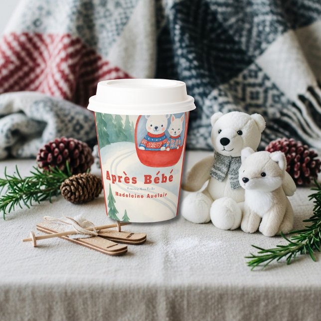 Gobelets En Papier Après Bébé ski woodland animals winter baby shower (Après Bébé ski woodland animals winter baby shower Paper Cups)
