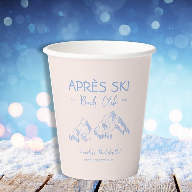 Gobelets En Papier Après Ski Bachelorette de l'hiver Club Bach (Apres Ski Winter Bachelorette Bach Club Paper Cups)
