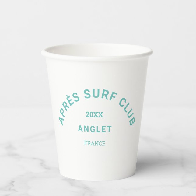 Gobelets En Papier Après Surf Club Turquoise Surfers Social Crest (Recto)