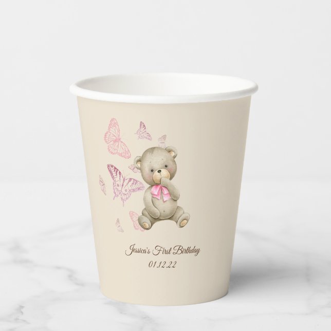 Gobelets En Papier Aquarelle Ballons Teddy Bear Paper Cup (Recto)
