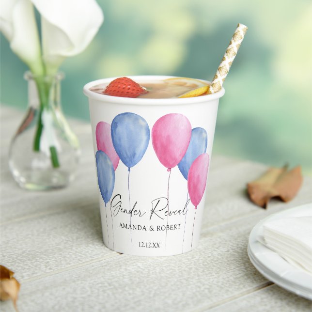 Gobelets En Papier Aquarelle Balloons Révélation de genre (Insitu)