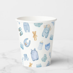 Gobelets En Papier Aquarelle Blanchisserie Baby shower de verdure ble
