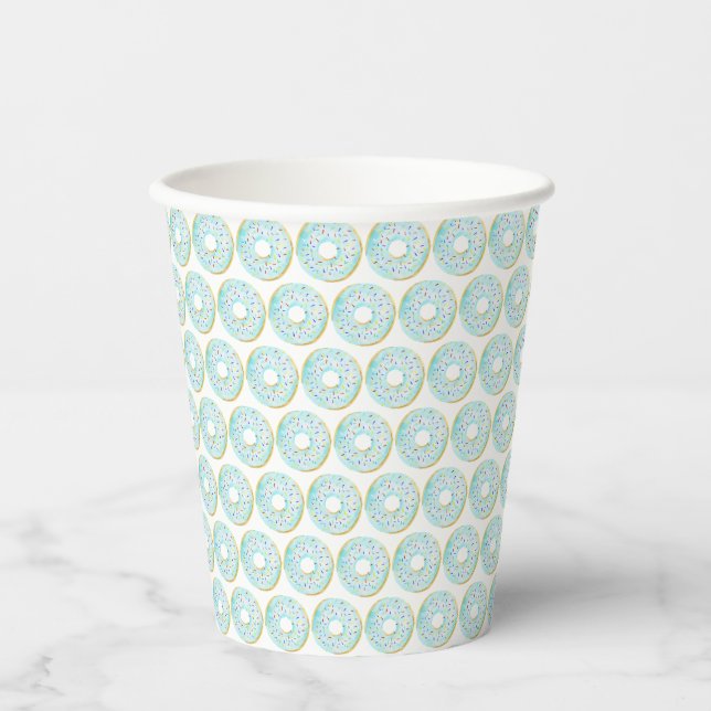 Gobelets En Papier Aquarelle Bleu Sprinkt Motif Anniversaire (Recto)