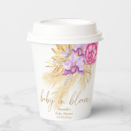 Gobelets En Papier Aquarelle boho pampas herbe - Baby shower