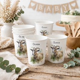 Gobelets En Papier Aquarelle Chèvre de ferme, sur mesure