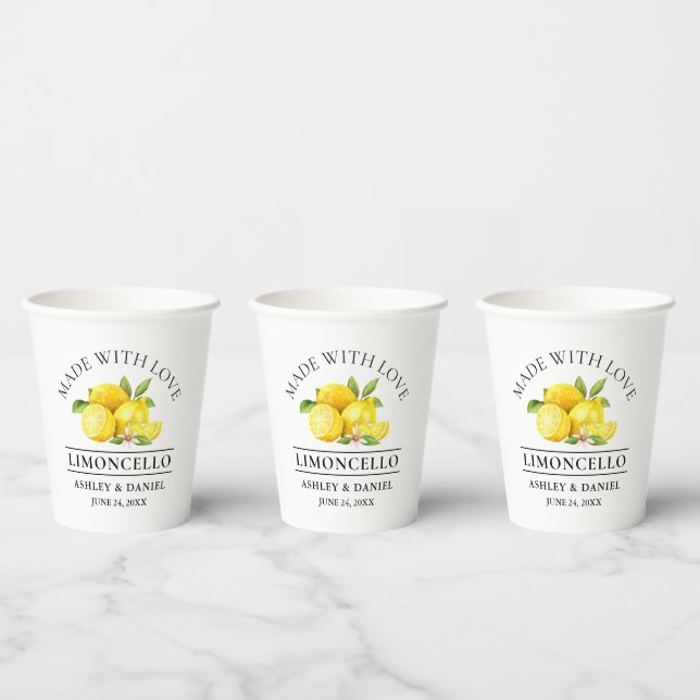 Gobelets En Papier Aquarelle Citrons Mariage Love Limoncello (Multi)
