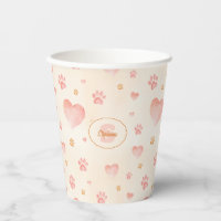 Aquarelle Coeurs et Empreintes de pattes Motif