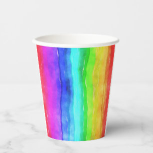 Gobelets En Papier Aquarelle Couleurs arc-en-ciel