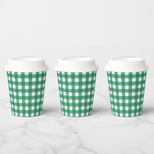 Gobelets En Papier Aquarelle Coupe de papier vert et blanc avec couve