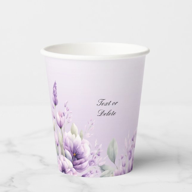 Gobelets En Papier Aquarelle Coupes de papier Floral violet (Recto)