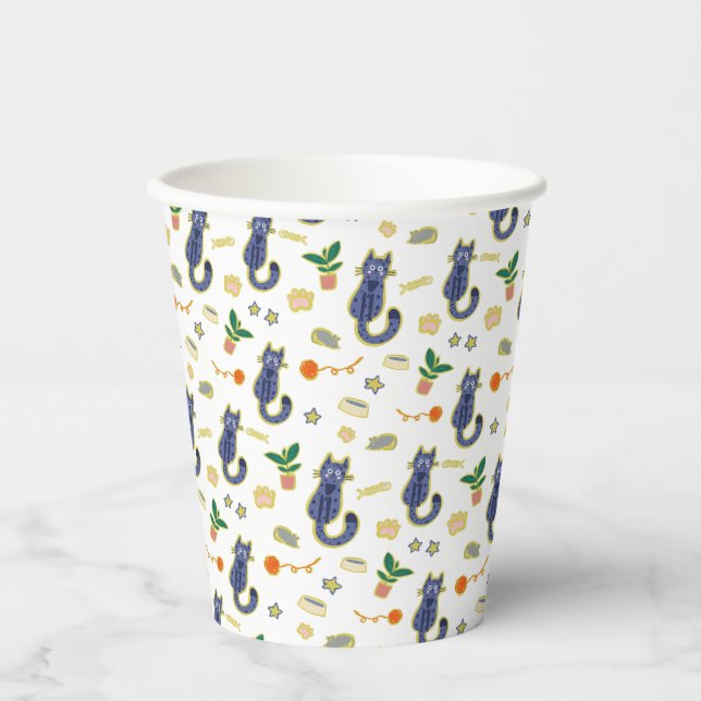 Gobelets En Papier Aquarelle Cute Chats Motif (Recto)