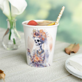 Gobelets En Papier Aquarelle d'Halloween Coupes en papier squelette