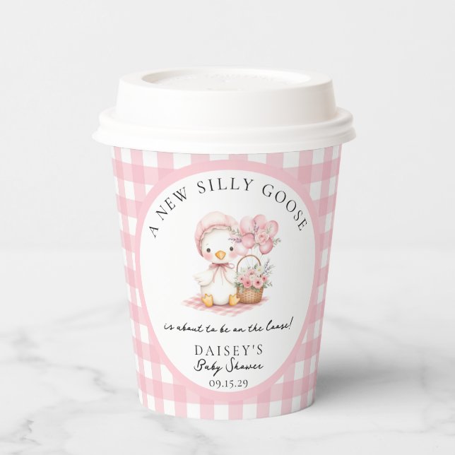Gobelets En Papier Aquarelle d'oie soie Baby shower fille (Gauche)