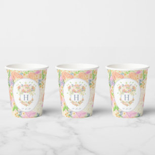 Gobelets En Papier Aquarelle Floral Garden Party Crest