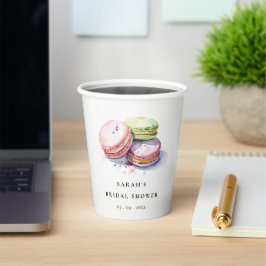 Gobelets En Papier Aquarelle Français Macarons boulangerie Fête des m