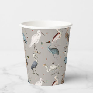 Gobelets En Papier Aquarelle Heron Bird Egret Nature Motif