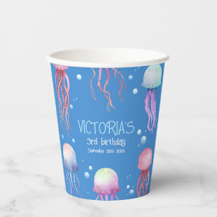 Gobelets En Papier Aquarelle Jellyfish Under the Sea Anniversaire