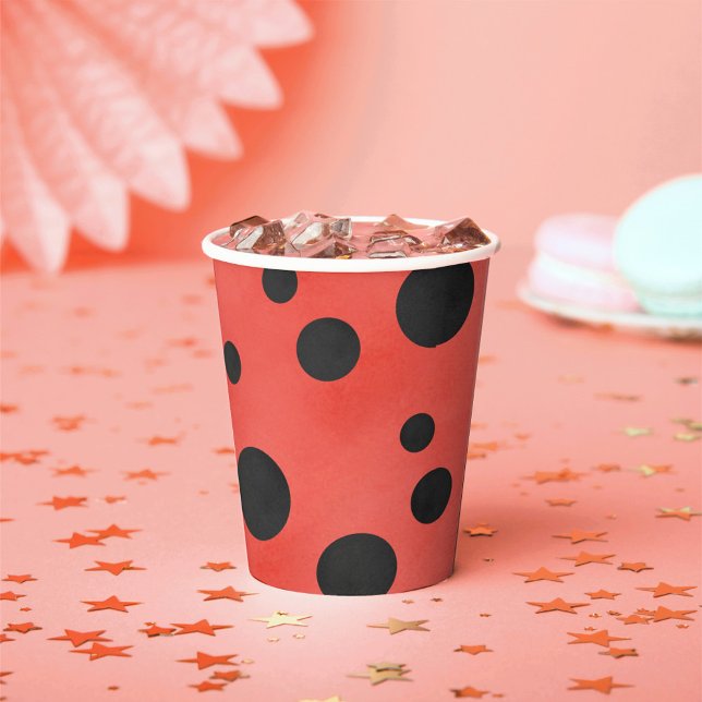 Gobelets En Papier Aquarelle Ladybug Spots Party (Watercolor Ladybug Paper Party Cups for a Ladybug Birthday or Ladybug Baby Shower)