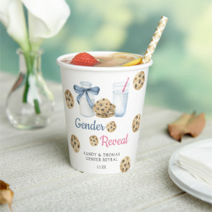 Gobelets En Papier Aquarelle Lait et cookies Révélation de genre