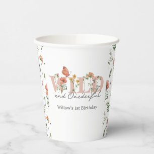 Gobelets En Papier Aquarelle Little Fleur sauvage 1er anniversaire Fa