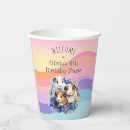 Gobelets En Papier Aquarelle mignonne Guinée Cochons fête d'anniversa