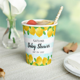 Gobelets En Papier Aquarelle moderne Baby shower citronnier